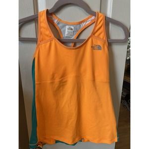 The‎ North Face Women's Orange Teal Racerback Tank Size Medium Vapor Wick